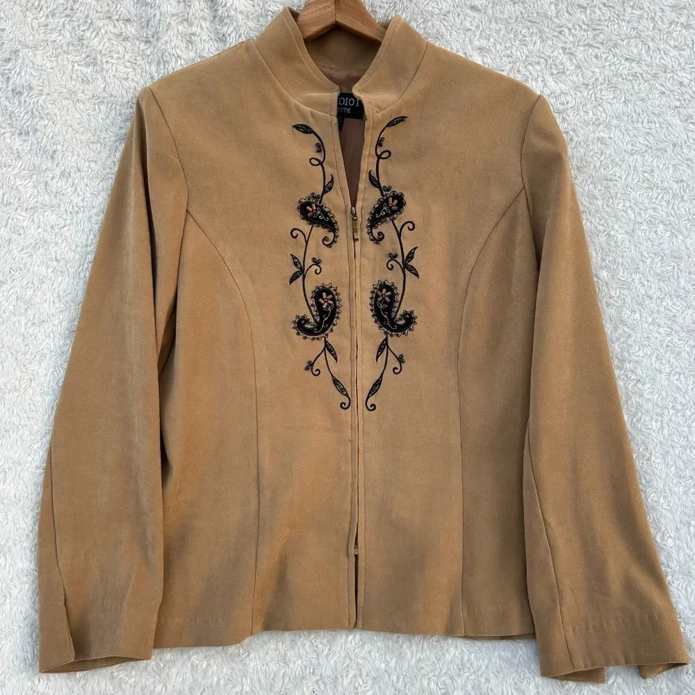 Studio 1 Petite‎ Women's Zipper Up Jacket Embroidered Size 12P